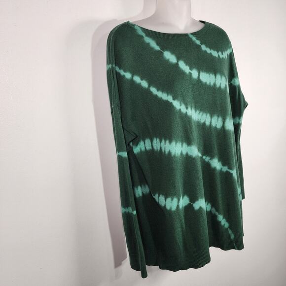 J. Jill Womens Tie Dye Sweater Small Green Cotton Viscose Blend Ribbed Pullover - Picture 4 of 10